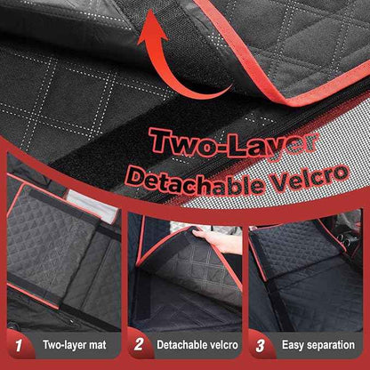 2-Layer Dog Car Seat Cover for Back Seat, Hard Bottom Car Seat Protector for Large Dogs, Anti Scratch Backseat Extender, Waterproof Hammock in Car, for Car/SUV/Small Truck