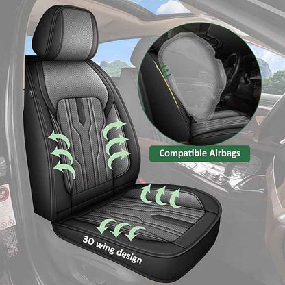 YORKNEIC Fit for Lincoln MKS Seat Covers Full Set 2008-2019: 5 Seats Waterproof Leather Car Seat Covers Protector (2 Row 5 Seat, Black & Grey)