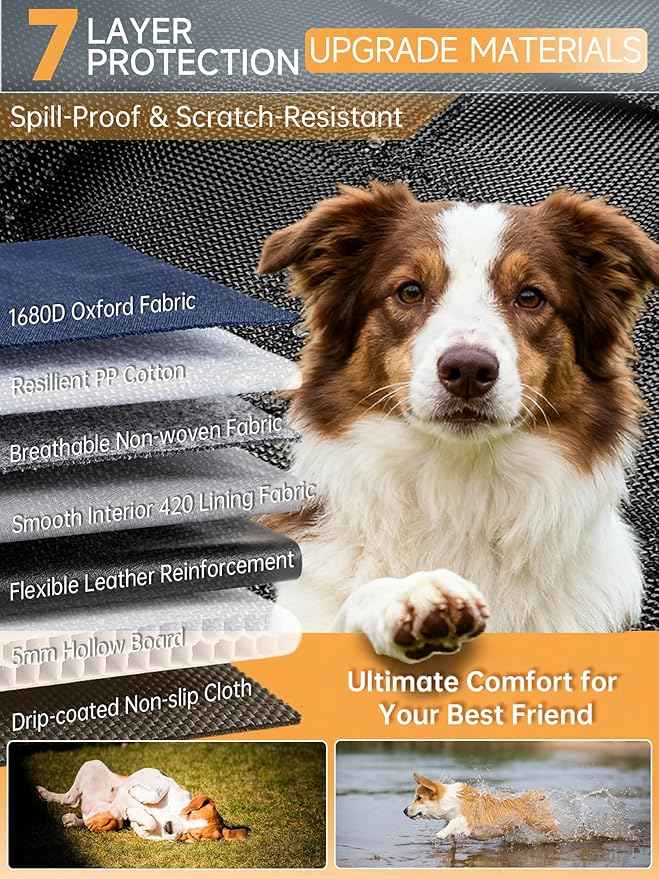 Dog Seat Cover for Back Seat Hard Bottom - 1680D Waterproof Anti-Slip Anti-Scratch Pet Hammock, Dog Covers for Cars Back seat with Mesh Window & Storage for Car SUV Truck (400 lbs)