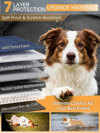 Dog Seat Cover for Back Seat Hard Bottom - 1680D Waterproof Anti-Slip Anti-Scratch Pet Hammock, Dog Covers for Cars Back seat with Mesh Window & Storage for Car SUV Truck (400 lbs)