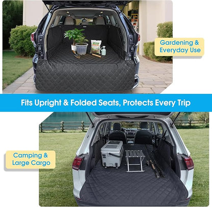 ALLANSING Dog Cargo Liner for Midsize/Large SUV & Minivan - Heavy-Duty 900D Oxford Waterproof Pet Cargo Protector with 3-Sided Zippered All-Round Protection & TPU Suction Cups, Ideal for Dog Travel