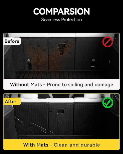3W Tesla Model Y Rear Seat Back Mats 2020-2025(Not for Juniper), Seatback Protector All-Weather TPE Floor Liners, Accseeories 5-Seater