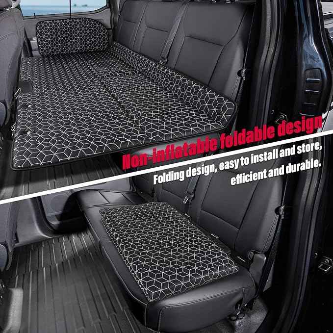 OHMU Non Inflatable Truck Bed Air Mattress for Large Truck,Car Travel Camping Back Seat Extender for F150/RAM 1500/Toyota/Silverado/GMC/Tundra