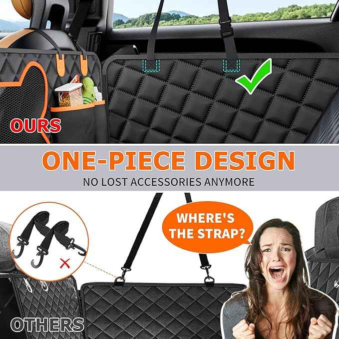 Back Seat Extender for Dogs, Large Space, Hard Bottom Car Seat Cover, Waterproof Back Seat Pet Cover, Dog Hammock for Car, Backseat Protector for Car SUV
