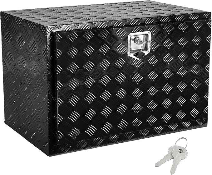 VEVOR Underbody Truck Box, 48" x 24" x 24" Pickup Storage Box, Heavy Duty Aluminum Diamond Plate Tool Box with Lock and Keys, Waterproof Trailer Storage Box with T-Handle Latch for Truck, Van, Trailer
