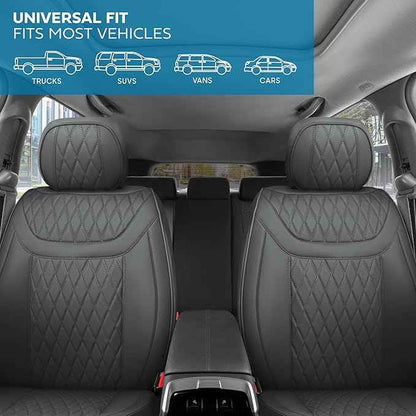 Elite Edition Napa Leather Seat Covers Full Set – Gray Car Seat Covers Front Seats and Back Car Seat Protector, Waterproof and Universal Fit for Most Small to Medium Autos, Trucks & SUVs