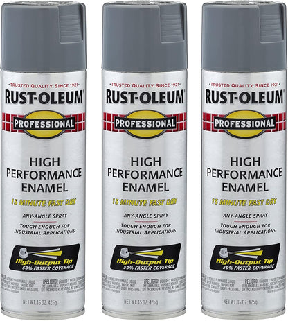 Rust-Oleum 7587838-3PK Professional High Performance Enamel Spray Paint, 15 Oz, Gloss Dark Machine Gray, 3 Pack