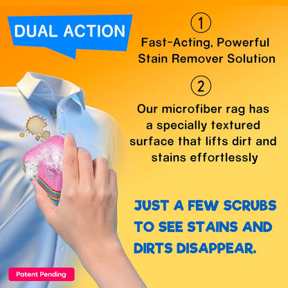 Magical Fiber Stain Remover- Use as Spot Remover- No Dry Cleaning Food, Grease, Coffee Off Laundry, Tea, Fabric, Pet Stains, Stain Remover Sponge Clothes, Carpet, Sofa, Mattress & Upholstery (1 Pack)