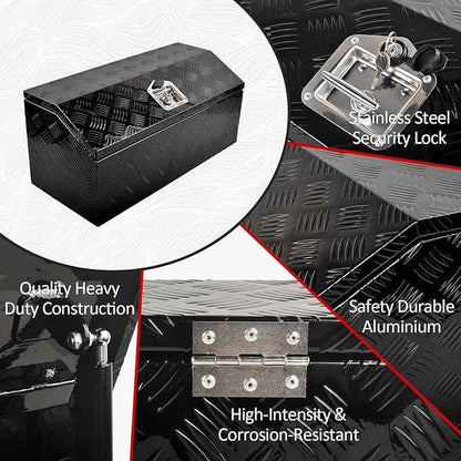 30 Inch Aluminum Trailer Tongue Tool Box 5 Bar Tread Wide Utility ToolBox for Pick Up Truck RV Storage Organizer Tool Box with Lock and Keys - 30"X13.2"X13.5" Black
