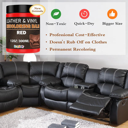 Leather Stains and Dye Liquid Red Recoloring Balm Dashboard Fabric Sneaker Shoes Boots Jacket Bag Purse Vinyl Acrylic Paint Boat Car Seats Wood Furniture Couch Fade Scratches Repair Kit Color Restorer
