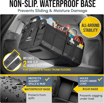 XL Modular Trunk Organizer System – 4 Section Extra Large Car Cargo Organizer for SUVs, Trucks & Cars – Foldable Multi-Compartment Storage, Heavy Duty 1680D Oxford – Black