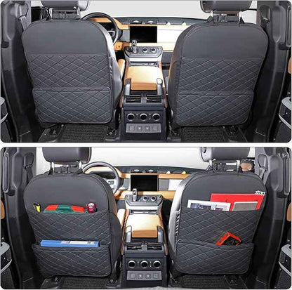 Seat Back Protector + Large Capacity Pocket Storage Organizer,Preventing the Impact of Children Stepping on the Seat Backrest (Black)