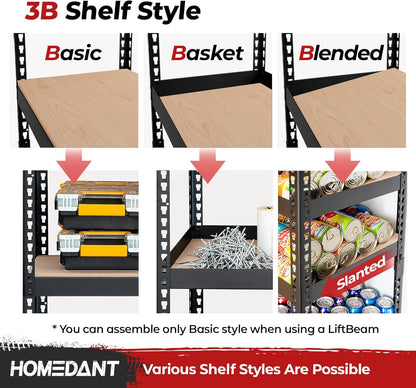 HOMEDANT 5-Tier Laminated Boltless Heavy Duty Metal Shelving Unit Adjustable Garage Storage Utility Rack Shelves Organization Multipurpose Shelf Warehouse Industrial 39.8" W x 18.2" D x 71.3" H 4Pack