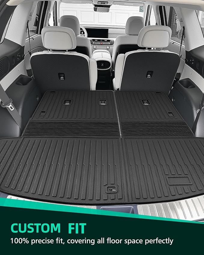 DiffCar® Cargo Mat for Hyundai Palisade 2026 (Fit 7/8 Seats), All Weather TPE Car Accessories Interior for Palisade 2026 Trunk Liner with Backrest Mat (Hybrid & Gas), Back Seat Cover Protector