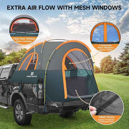 Truck Bed Tent 6.4' ~ 6.7' Easy Set Up Umburato Pickup Truck Tents for Camping, Waterproof PU3000mm Canopy for Truck Camper, Portable, Spacious for 2 Person Green