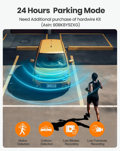 4K Dash Cam Front and Rear, Built-in WiFi GPS, 3.3"IPS Screen, HDR Night Vision Car Dash Camera, for App Control, G-Sensor, Loop Recording, Accident Record, Parking Monitor, Support 512GB Max