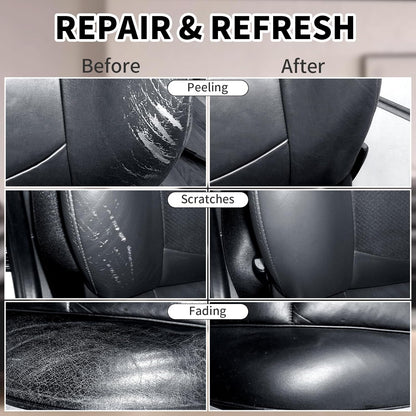 Leather Recoloring Balm,8.5oz Leather Color Restorer,Black Leather Repair kit for Furniture and Car Interior,Leather Couch Scratch Repair,Leather Dye Paint for Faded,Cracked and Damaged Leather