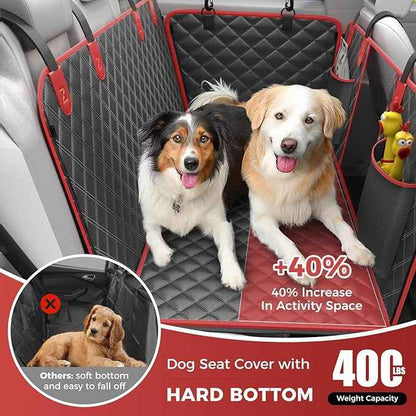 2-Layer Dog Car Seat Cover for Back Seat, Hard Bottom Car Seat Protector for Large Dogs, Anti Scratch Backseat Extender, Waterproof Hammock in Car, for Car/SUV/Small Truck