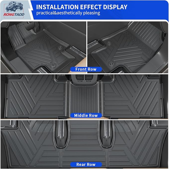 Rongtaod Floor Mats Compatible with 2024 2025 2026 Toyota Grand Highlander Cargo Mat Cargo Liner Trunk Mat Back Seat Protector Grand Highlander Accessories (Trunk Mat with Backrest Mat+Floor Mats)