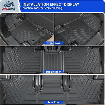 Rongtaod Floor Mats Compatible with 2024 2025 2026 Toyota Grand Highlander Cargo Mat Cargo Liner Trunk Mat Back Seat Protector Grand Highlander Accessories (Trunk Mat with Backrest Mat+Floor Mats)