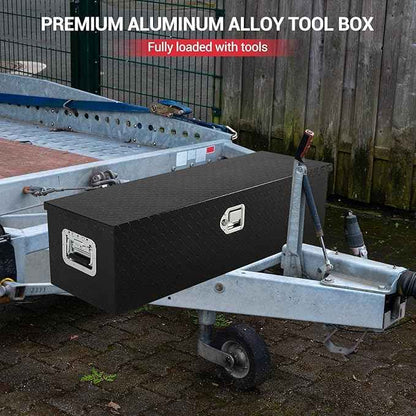 Garvee 48 Inch Aluminum Truck Tool Box, Heavy Duty Truck Bed Storage Box with Side Handle and Lock Keys, Waterproof Tool Boxes Organizer Chest for Pick Up Truck Rv Trailer, Black