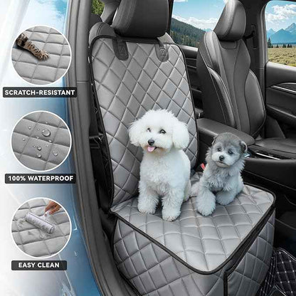 Waterproof Car Front Seat Cover for Dogs, PU Leather Car Seat Protector for Pets,Nonslip Scratchproof Front Passenger seat Covers Fits for Cars, Trucks, SUVs (Grey, Front Seat Cover)
