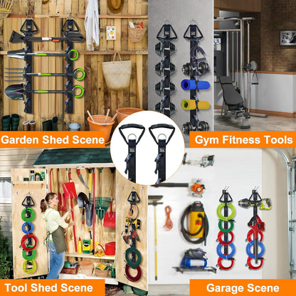 Extension Cord Organizer, 2 PCS Extension Cord Hanger with 5 Slots, Extension Cord Holder, Garage Garden Storage Straps for Cable, Hose, Rope, Tool