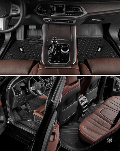 3W Floor Mats Fit for BMW X7 6 Seats 2019-2025 2026, M50i M60i xDrive40i xDrive50i, TPE All Weather Custom Fit Floor Liner, 76 Passengers 1st & 2nd Row, Full Set Car Liners Black