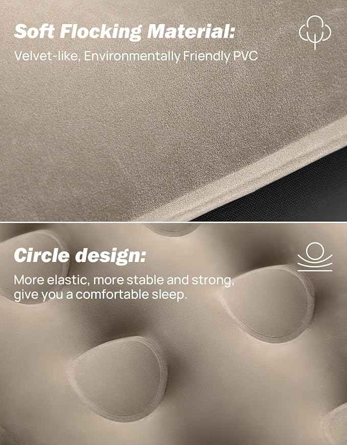 JOYTUTUS Truck Bed Air Mattress for 6.4-6.7Ft, Full Size Regular Beds for Pickup Outdoor Camping, Truck Tent Accessories with Carry Bag & Cup Holder & Cavity Design, Camel&Black
