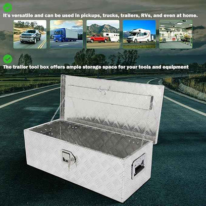 SCITOO 30 Inch Heavy Duty Truck Bed Tool Box,Aluminum Crossover Diamond Plate Storage for Most Full Size Pickups,Lockable Weatherproof Chest,Fits 30" Truck Beds,Easy Access to Load and Unload