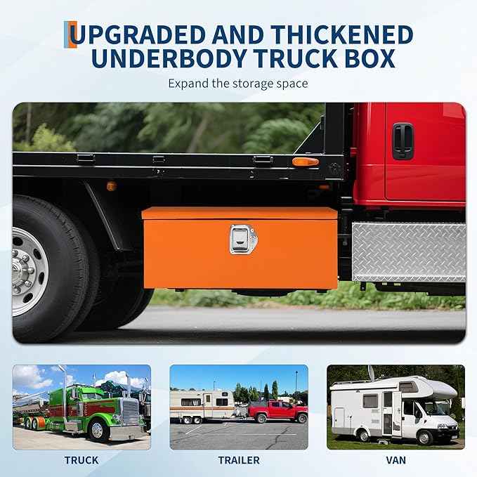 Steel Truck Tool Box, Heavy Duty Waterproof Metal Tool Box Organizer,Trailer Box for Truck, Pickup, RV, Trailer