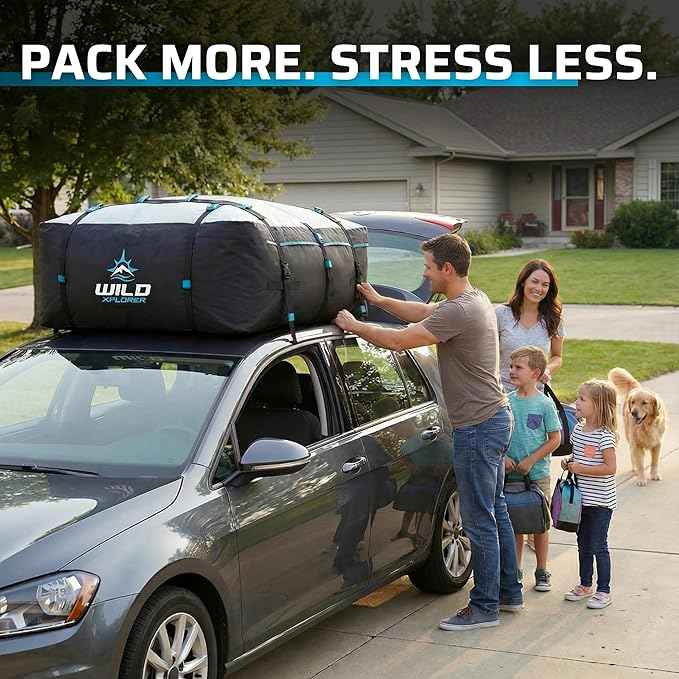 Rooftop Cargo Carrier - 19 Cubic Feet (XL), Waterproof Soft Shell Car Roof Cargo Carrier, Heavy Duty Car Top Luggage Cargo Bag with Patented Door Hooks and Non-Slip Mat