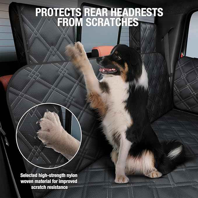 Truck Back Seat Extender for Dogs – Waterproof Full Size Pickup Pet Seat Cover with Door Protection, Hard Bottom Holds 420 lbs Dog Hammock for F150, RAM 1500 & More