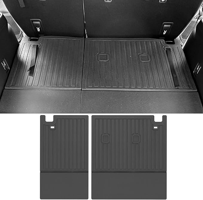 FREEMOTOR802® Backrest Mats Seat Back Protector, Compatible with 2024-2025 Toyota Grand Highlander W/3rd Row Seats, All Weather Rear Row Seat Backrest Protector Trunk Cargo Liner, Black TPE 2PCS Set