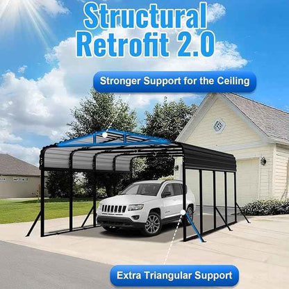 12x20 FT Heavy Duty Metal Carport Kit, Reinforced Frame Carport with Anchors, for Trucks, Boats, RV, Tractor, 100MPH Wind & 35PSF Snow Rating, Easy Assembly