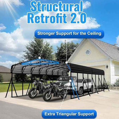 20x30FT Metal Carport, Heavy Duty Car Port Canopy with Metal Roof and Frame, Extra Large Carports Withstand Strong Wind or Heavy Rain, Suitable for Parking Pickup, Boat, Car, and Tractor
