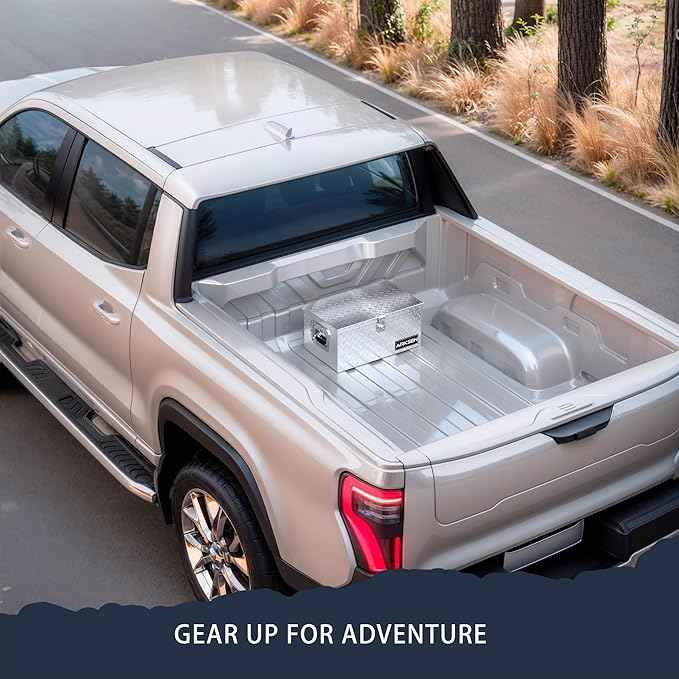 ARKSEN 20 x 12 x 10 Inch Diamond Plate Truck Bed Tool Box, Heavy Duty Waterproof Aluminum Storage Chest with Side Handle & Lock for Pickup Truck Bed, RV & Trailer, Silver
