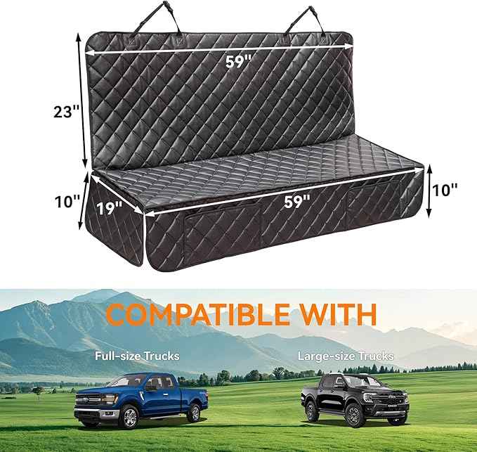Dog Car Seat Cover for Back Seat,Waterproof Truck Back Seat Cover for Dogs ,Heavy-Duty Scratchproof Pu Leather Bench Seat Covers for Trucks Ford F150/Chevrolet Silverado/Ram1500/GMC Sierra/Toyota