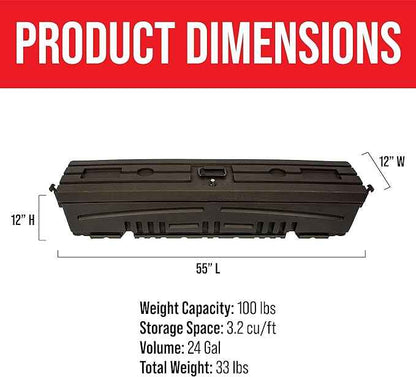 DU-HA DuHa 70800 Side Toolbox and Gear Storage Humpstor | Lockable Lid fits Under Most Tonneau Covers | Black Heavy-Duty Truck Bed Multifunctional Organizer | Enhanced Security | Proudly Made in USA