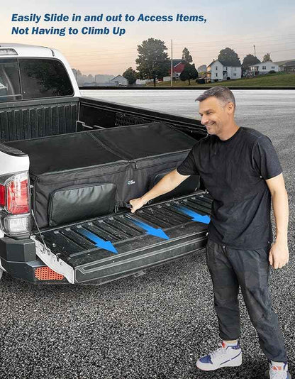 JOYTUTUS Truck Bed Cargo Box Organizer for Pickup, Truck Bed Cargo Bag, Storage Organizer Carrier Accessories for Groceries, Golf, Easily Slide in and Out, Easy Access