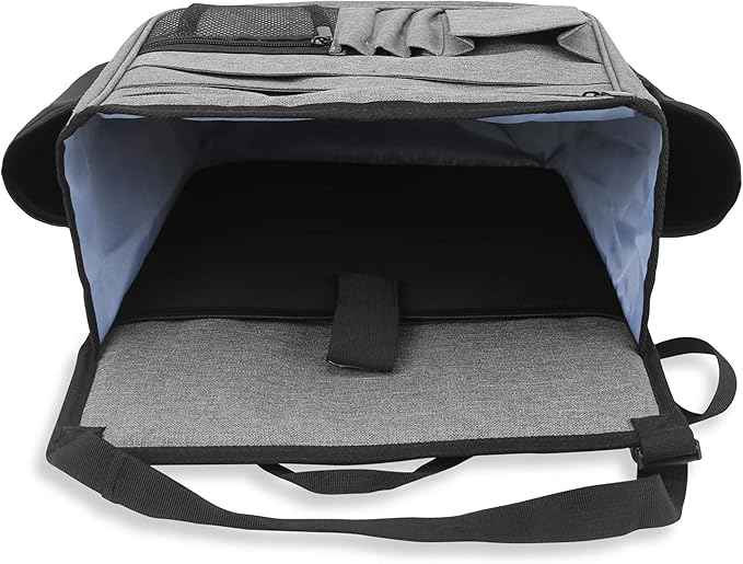 LUXJA Car Front Seat Organizer with Laptop and Tablet Storage Pockets, Car Seat Organizer with Back Adjustable Straps, Gray