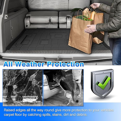 Cartist Floor Mats & Cargo Liner Fit for 2007-2014 Chevy Tahoe 8 Seats (Not for Hybrid) & GMC Yukon All Weather Cargo Liners Carpet Protection