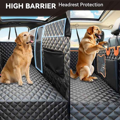 High Barrier Dog Car Seat Cover,Waterproof Back Seat Extender for Dogs,Car Seat Protector,Hard Bottom Holds 500 lbs,600D Nonslip Dog Hammock,Pet Bed for Cars,SUVs, Small Trucks