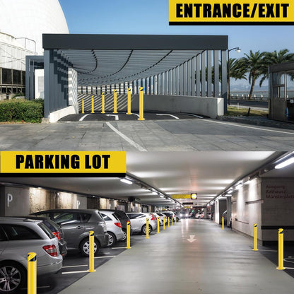Safety Bollards, Bollards Steel 48 inch, 4.5 Inch Diameter Parking Bollard, Driveway Security Bollards for High Traffic Areas (48inch 4Pack)