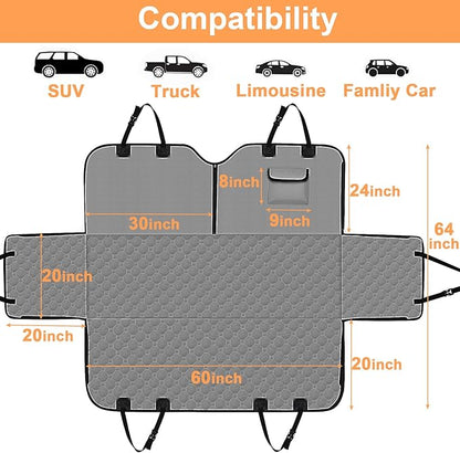 Mancro Dog Car Seat Cover, 2026 Upgraded 600D Heavy Duty Waterproof & Scratch-Resistant Dog Hammock for Car, Back Seat Pet Cover for Dogs with Sedan and SUVs, X-Large, Grey