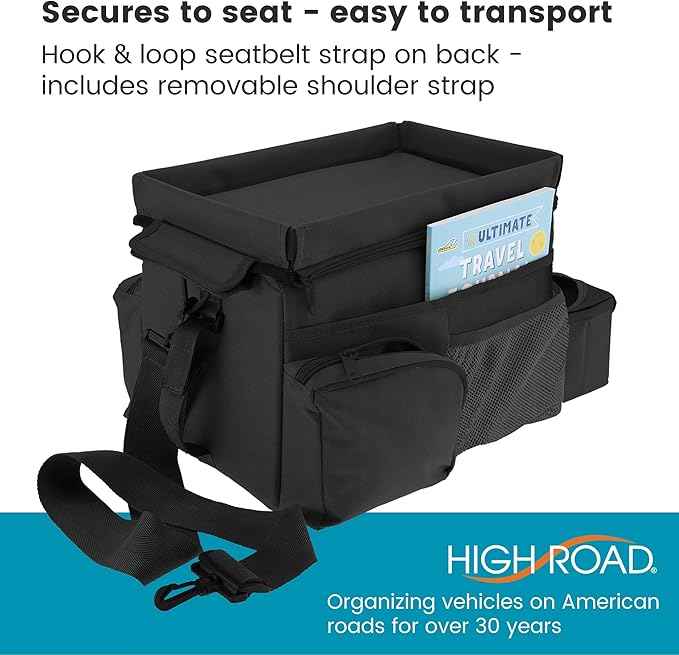 High Road CarHop Backseat Organizer for Kids and Passenger Seat Organizer for Adults - Car Seat Cooler with Cup Holders and Convertible Tray Lid