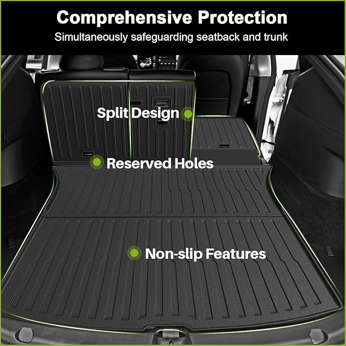 Floor Mats for 2025 2026 Tesla Model Y Juniper, 8PCS All Weather Full Set Cargo Liners Accessories, 3D TPE Odorless Floor Mat Trunk Frunk Rear Well Mats Custom for 5-Seater(Not Fit 7Seat)