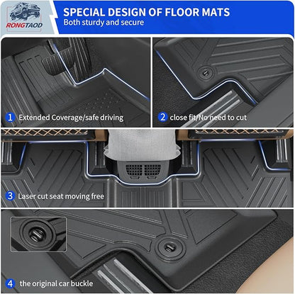 Rongtaod Floor Mats Compatible with 2024 2025 2026 Toyota Grand Highlander Cargo Mat Cargo Liner Trunk Mat Back Seat Protector Grand Highlander Accessories (Trunk Mat with Backrest Mat+Floor Mats)