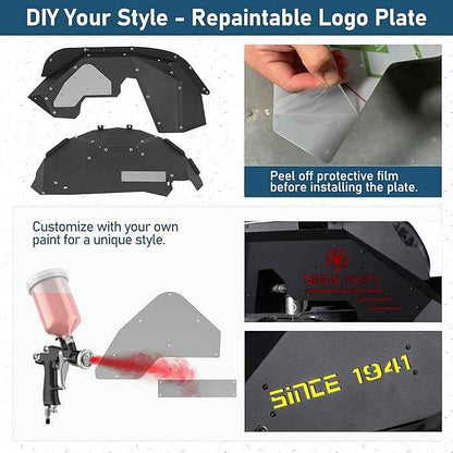 Hooke Road Wrangler JK Aluminum Inner Fender Liners for 2007-2018 Jeep Wrangler JK 2/4 Doors, Offroad Wheel Well Liner Cover - 4PCS Front & Rear Fender Liner Set