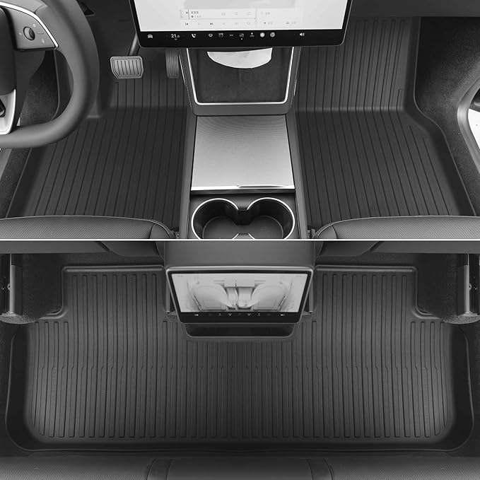 KARPAL Floor Mats for Tesla Model Y Juniper 2025 2026 (5 Seat), All Weather TPE Floor Liners Front & 2nd Row & Cargo Liners, Model Y Juniper Accessories 4PCS